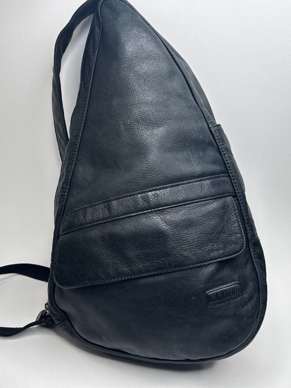 LL Bean AMERIBAG Healthy Back Blk Leather Sling Backpack Crossbody Ergonomic Bag
